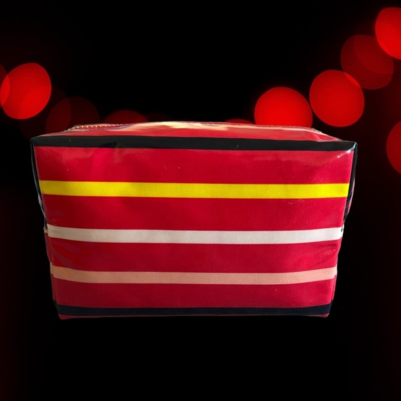 TORY BURCH NEW MAKEUP COSMETIC BAG BRIGITTE RED STRIPE ZIP Mother Day gift - Picture 7 of 10